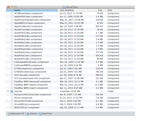 How to uninstall QuickTime codecs in Mac OS X