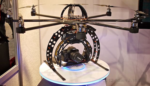 Octocopter carrying a Canon camera