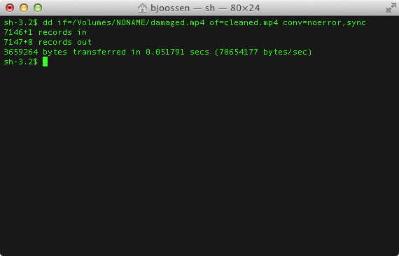 using dd to copy file with I/O errors